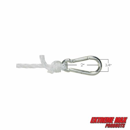 Extreme Max Extreme Max 3006.2066 BoatTector Hollow Braid MFP Anchor Line with Snap Hook - 1/4" x 100', White 3006.2066